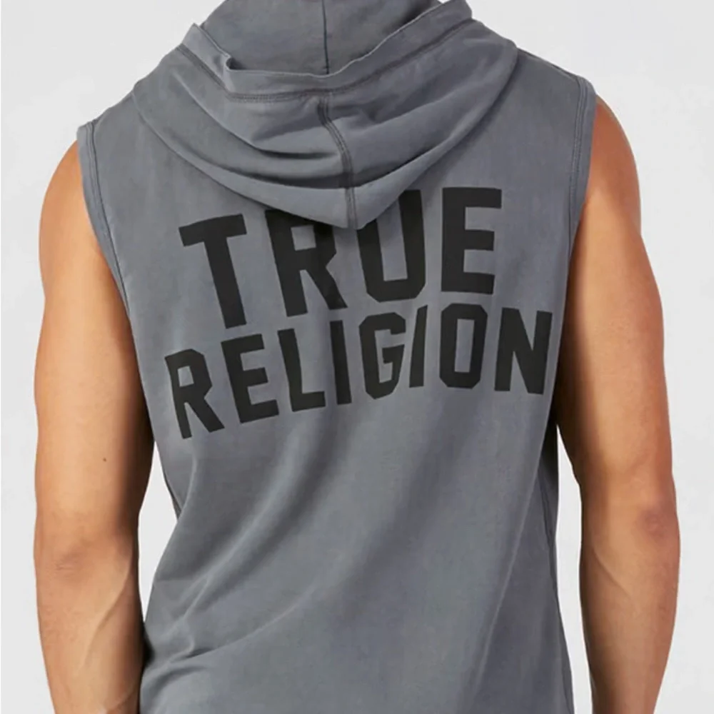 TRUE RELIGION Sleevless Hoodie Men’s Size XXXL 3XL MSRP $128 Gray Grey